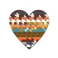 Shapes In Retro Colors Magnet (heart) by LalyLauraFLM