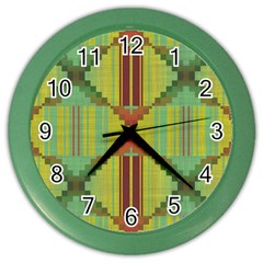 Tribal Shapes Color Wall Clock by LalyLauraFLM