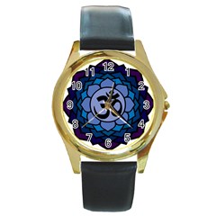 Ohm Lotus 01 Round Leather Watch (gold Rim)  by oddzodd