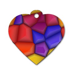 3d Colorful Shapes Dog Tag Heart (one Side) by LalyLauraFLM