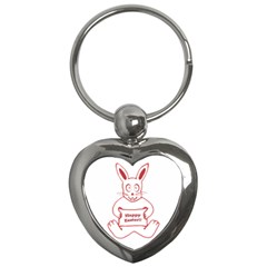 Cute Bunny With Banner Drawing Key Chain (heart) by dflcprints