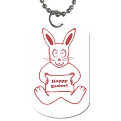 Cute Bunny With Banner Drawing Dog Tag (one Sided) by dflcprints