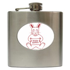 Cute Bunny With Banner Drawing Hip Flask by dflcprints