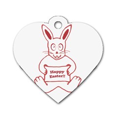 Cute Bunny With Banner Drawing Dog Tag Heart (two Sided) by dflcprints