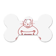 Cute Bunny With Banner Drawing Dog Tag Bone (two Sided) by dflcprints