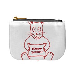 Cute Bunny With Banner Drawing Coin Change Purse by dflcprints