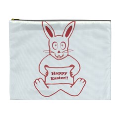 Cute Bunny With Banner Drawing Cosmetic Bag (xl) by dflcprints