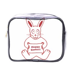 Cute Bunny With Banner Drawing Mini Travel Toiletry Bag (one Side) by dflcprints