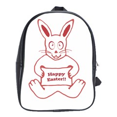 Cute Bunny With Banner Drawing School Bag (xl) by dflcprints