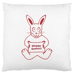 Cute Bunny With Banner Drawing Large Flano Cushion Case (two Sides) by dflcprints