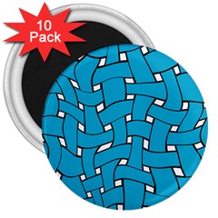 Blue Distorted Weave 3  Magnet (10 Pack) by LalyLauraFLM