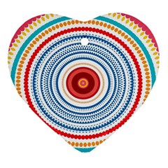 Colorful Round Kaleidoscope Heart Ornament (two Sides) by LalyLauraFLM