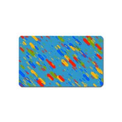 Colorful Shapes On A Blue Background Magnet (name Card) by LalyLauraFLM