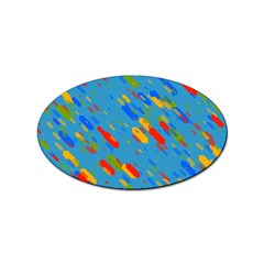 Colorful Shapes On A Blue Background Sticker Oval (10 Pack) by LalyLauraFLM