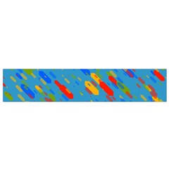 Colorful Shapes On A Blue Background Flano Scarf (small) by LalyLauraFLM