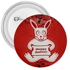 Cute Bunny Happy Easter Drawing Illustration Design 3  Button by dflcprints