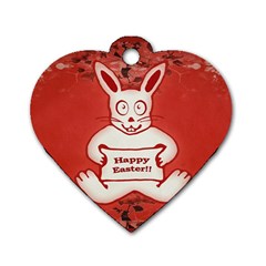 Cute Bunny Happy Easter Drawing Illustration Design Dog Tag Heart (two Sided) by dflcprints