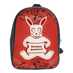 Cute Bunny Happy Easter Drawing Illustration Design School Bag (large) by dflcprints