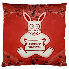 Cute Bunny Happy Easter Drawing Illustration Design Large Flano Cushion Case (two Sides) by dflcprints
