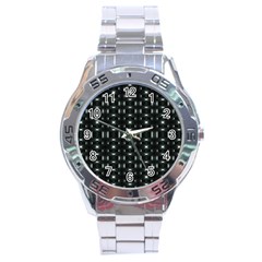 Futuristic Dark Hexagonal Grid Pattern Design Stainless Steel Watch