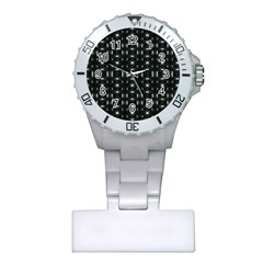 Futuristic Dark Hexagonal Grid Pattern Design Nurses Watch by dflcprints