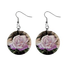 Pink Rose Mini Button Earrings by ArtByThree