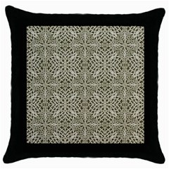 Silver Intricate Arabesque Pattern Black Throw Pillow Case by dflcprints