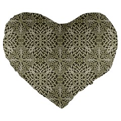 Silver Intricate Arabesque Pattern 19  Premium Heart Shape Cushion by dflcprints