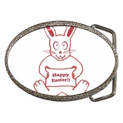 Cute Bunny Happy Easter Drawing I Belt Buckle (oval) by dflcprints