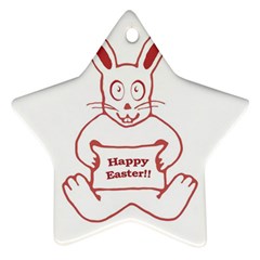 Cute Bunny Happy Easter Drawing I Star Ornament (two Sides) by dflcprints