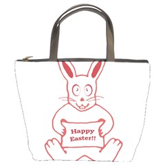 Cute Bunny Happy Easter Drawing I Bucket Handbag by dflcprints