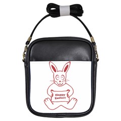 Cute Bunny Happy Easter Drawing I Girl s Sling Bag by dflcprints