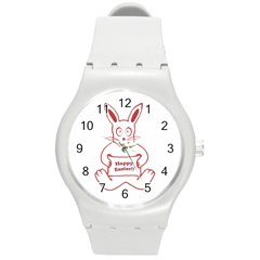 Cute Bunny Happy Easter Drawing I Plastic Sport Watch (medium) by dflcprints