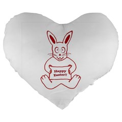 Cute Bunny Happy Easter Drawing I 19  Premium Flano Heart Shape Cushion by dflcprints