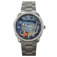 Blue Jean Lady Bug Sport Metal Watch