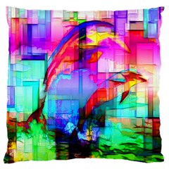 Tim Henderson Dolphins Large Flano Cushion Case (two Sides) by TheWowFactor