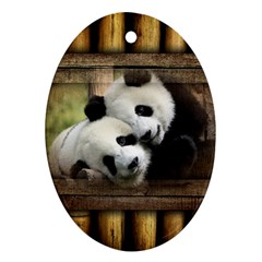 Panda Love Oval Ornament