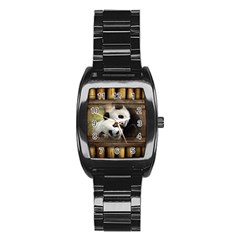 Panda Love Stainless Steel Barrel Watch