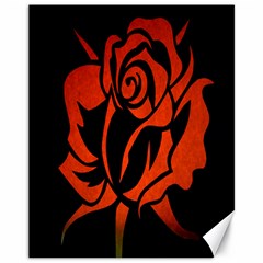 Red Rose Etching On Black Canvas 11  X 14  (unframed)