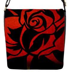 Red Rose Etching On Black Flap Closure Messenger Bag (small) by StuffOrSomething