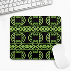 Green Shapes On A Black Background Pattern Large Mousepad by LalyLauraFLM