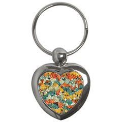 Paint Strokes In Retro Colors Key Chain (heart) by LalyLauraFLM