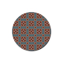 Squares Rectangles And Other Shapes Pattern Rubber Round Coaster (4 Pack) by LalyLauraFLM