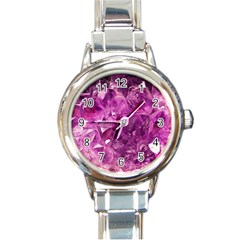 Amethyst Stone Of Healing Round Italian Charm Watch by FunWithFibro