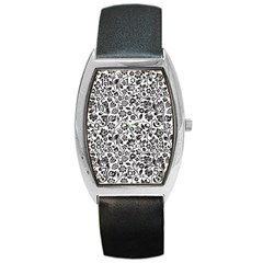 Elegant Glittery Floral Tonneau Leather Watch by StuffOrSomething