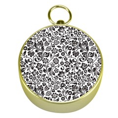 Elegant Glittery Floral Gold Compass by StuffOrSomething