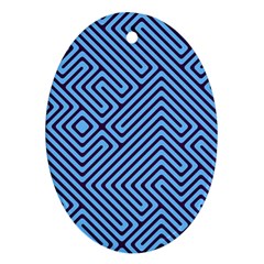 Blue Maze Oval Ornament (two Sides) by LalyLauraFLM