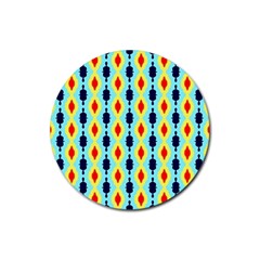 Yellow Chains Pattern Rubber Coaster (round) by LalyLauraFLM