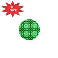 Green Abstract Tile Pattern 1  Mini Button Magnet (10 Pack) by GardenOfOphir