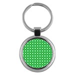 Green Abstract Tile Pattern Key Chain (Round) Front